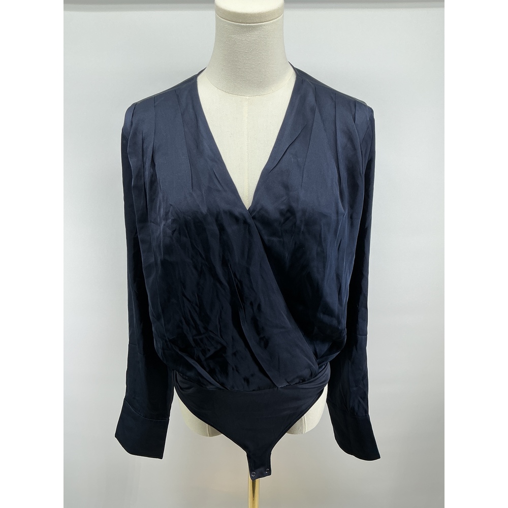 Washable Stretch Silk Surplice Bodysuit